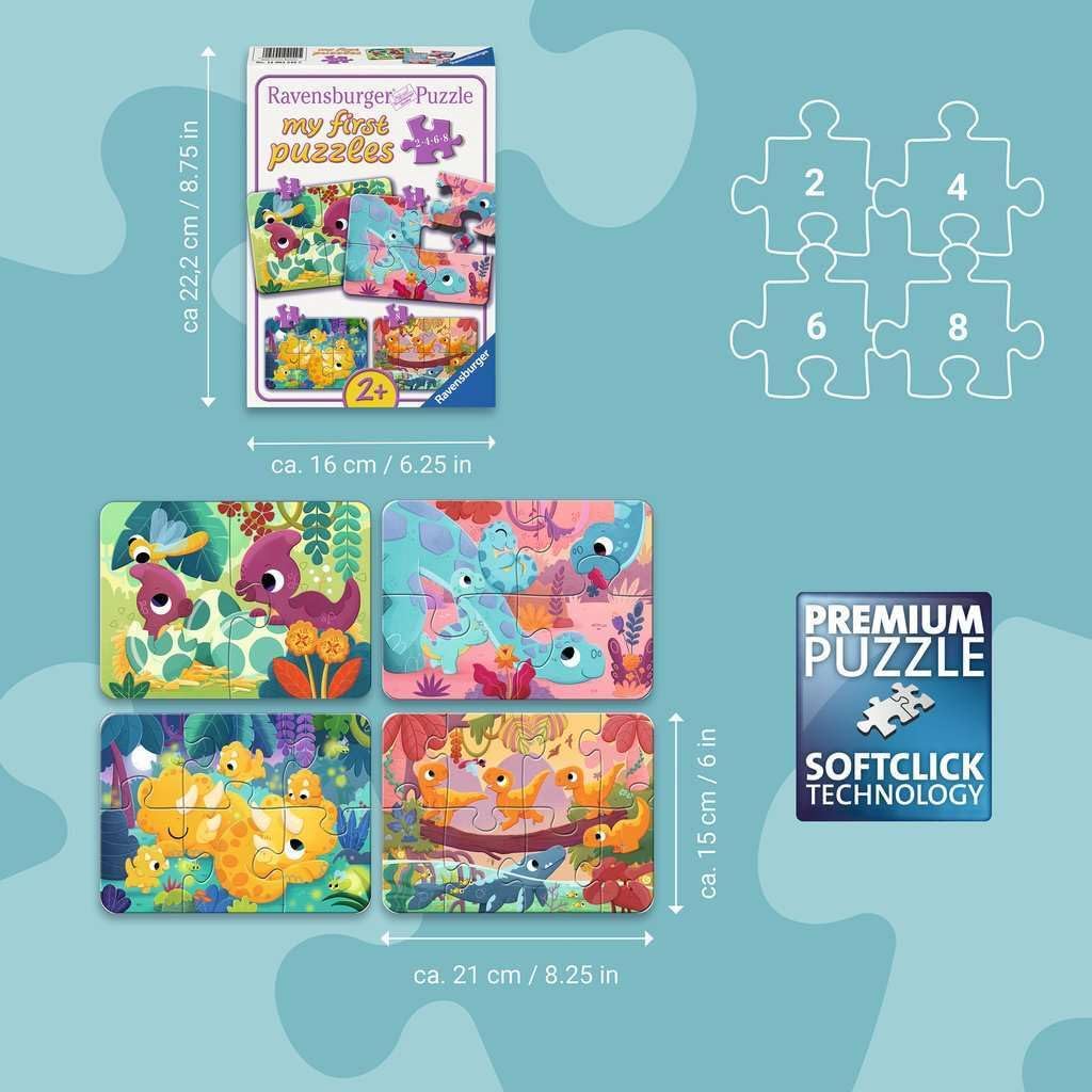 Kinderpuzzle 2, 4, 6, 8 Teile - Dino-Freunde