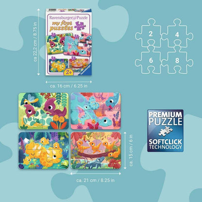 Kinderpuzzle 2, 4, 6, 8 Teile - Dino-Freunde