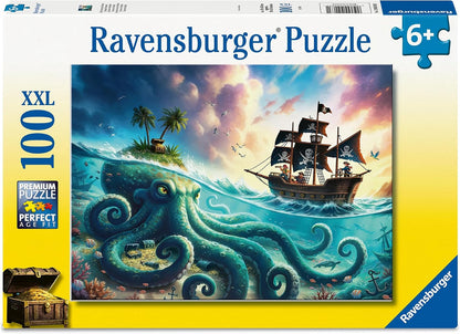 Puzzle per bambini Ravensburger 12004263 - Il tesoro del Kraken - puzzle pirata da 100 pezzi, per bambini dai 6 anni in su