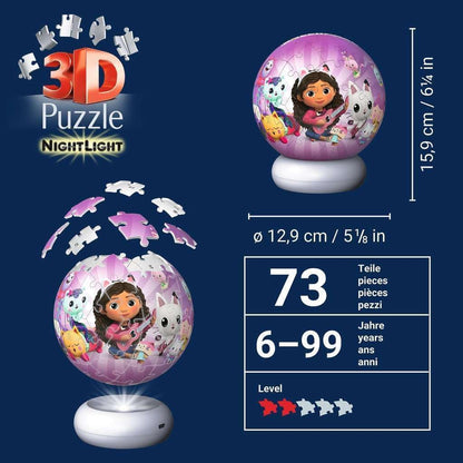Ravensburger - Puzzle-Ball Nightlight Gabby`S Dollhouse 72P (12008059)
