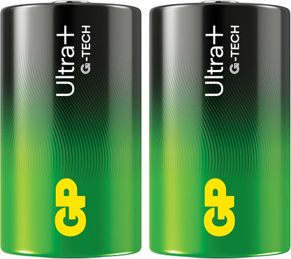 Gp - Ultra Plus Alkaline D-Batteri, 13A/Lr20, 2-Pack