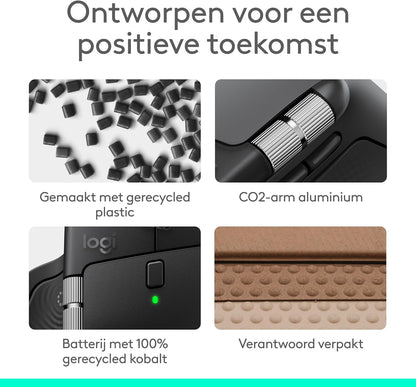 Logitech MX Master 4, Ergonomische draadloze muis met geavanceerde haptische feedback, ultrasnel scrollen, USB-C opladen, Bluetooth, Windows, MacOS - Space Zwart