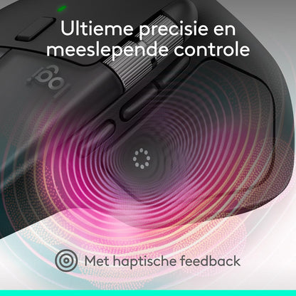 Logitech MX Master 4, Ergonomische draadloze muis met geavanceerde haptische feedback, ultrasnel scrollen, USB-C opladen, Bluetooth, Windows, MacOS - Space Zwart
