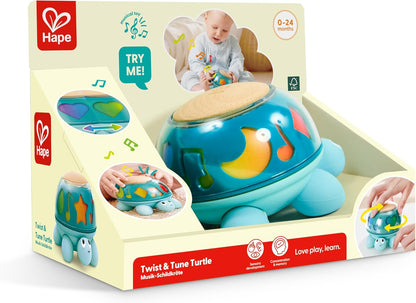 Hape Musical Turtle, Musical Toy from Birth, Educational Toy with Sound & Rotating Function, Sensory Toy to Promote Concentration and Motor Skills, Twist & Tune Turtle