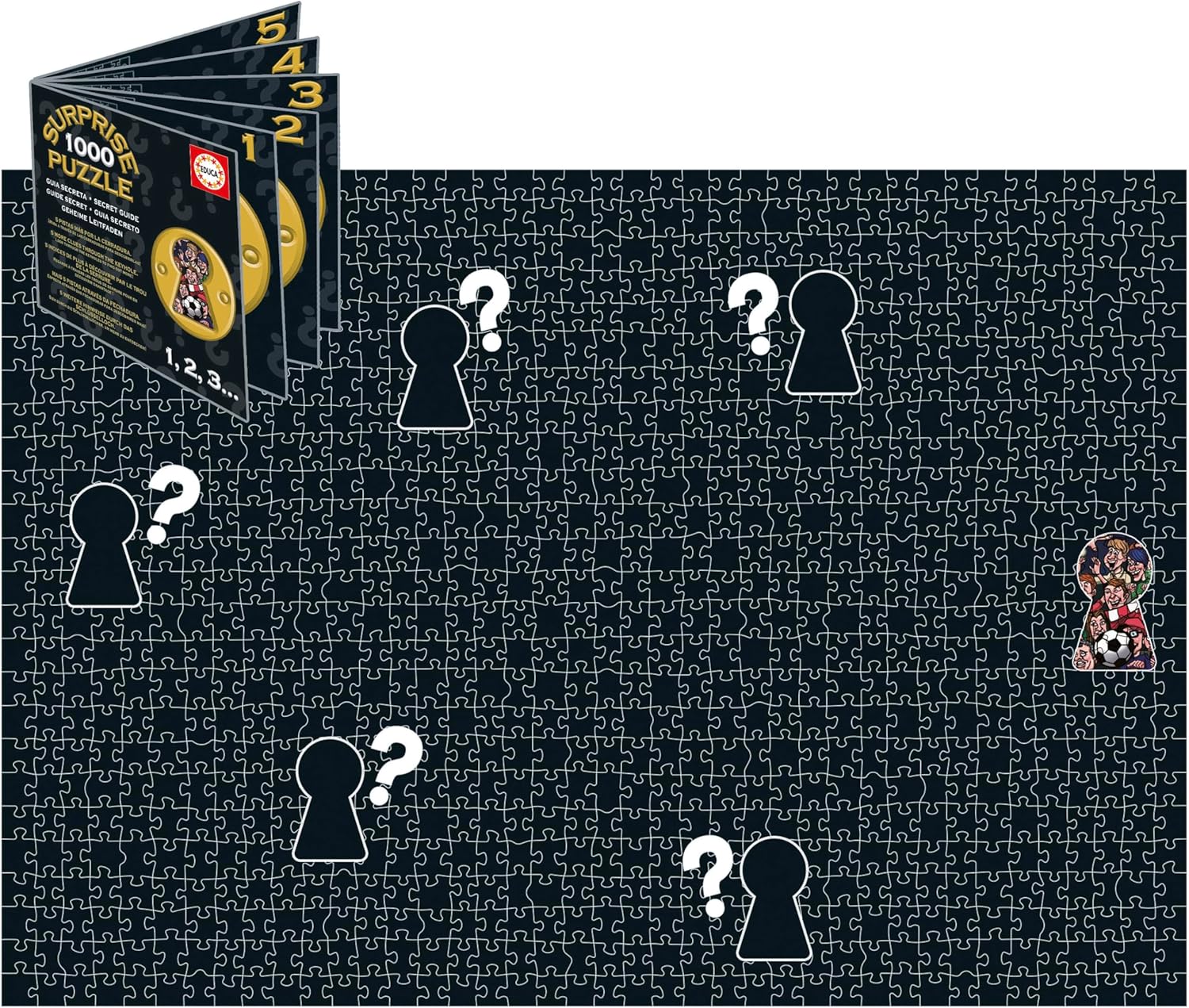 Educa - 1000 Piece Surprise Mystery Jigsaw Puzzle for Adults | Shoot! | Secret Lock Box Reveals Hidden Clues as You Build | Gift | Ages 14+ (20398