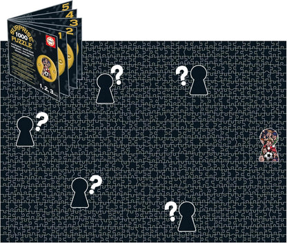 Educa - 1000 Piece Surprise Mystery Jigsaw Puzzle for Adults | Shoot! | Secret Lock Box Reveals Hidden Clues as You Build | Gift | Ages 14+ (20398