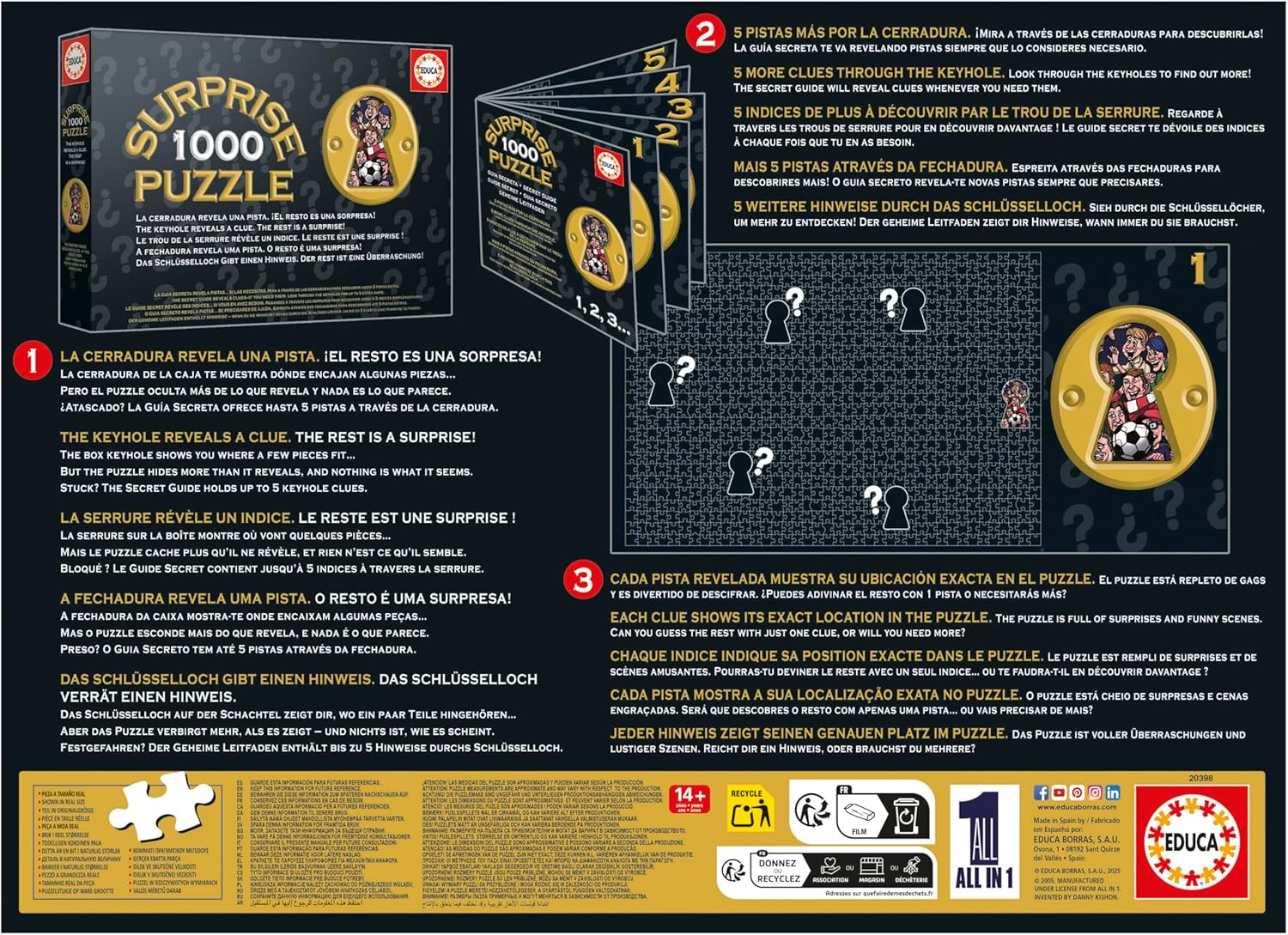 Educa - 1000 Piece Surprise Mystery Jigsaw Puzzle for Adults | Shoot! | Secret Lock Box Reveals Hidden Clues as You Build | Gift | Ages 14+ (20398