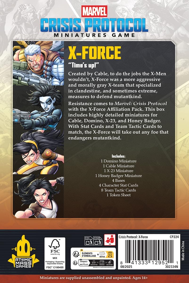 Asmodee | Marvel: Crisis Protocol X-Force Affiliation Pack | Miniatures Tabletop Game | Ages 14+ | 2 Players | 90+ Minutes Playing Time