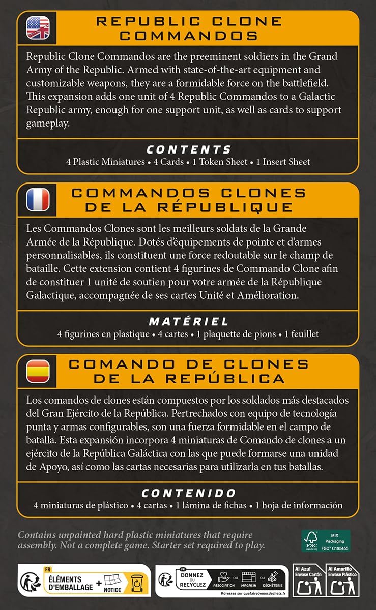 Asmodee | Star Wars Legion - Republic Clone Commandos | Tabletop Miniature Game | Ages 14+ | 2 Players | 90+ Minutes Playing Time