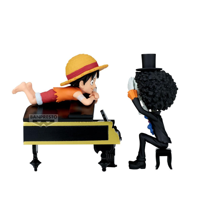 BANPRESTO Monkey D. Luffy & Brook One Piece, World Collectable Log Stories, That's Great!! After All This Time, He's Still... 8 cm, Multicoloured, Collectable Figure