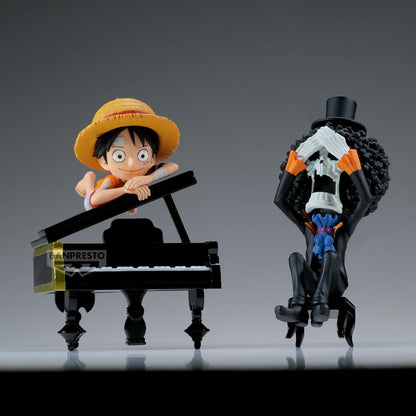 BANPRESTO Monkey D. Luffy & Brook One Piece, World Collectable Log Stories, That's Great!! After All This Time, He's Still... 8 cm, Multicoloured, Collectable Figure