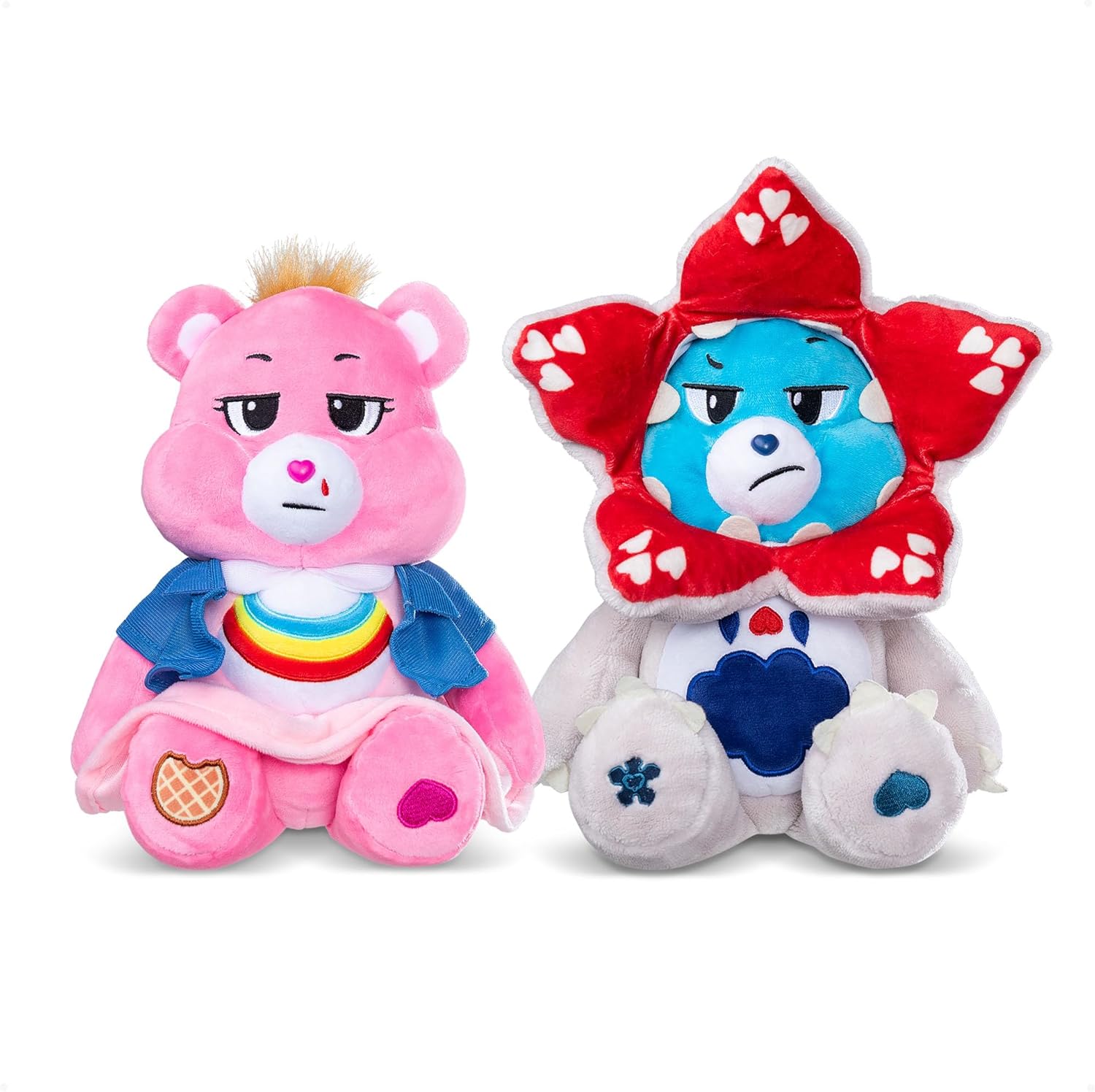 Basic Fun Care Bears x Stranger Things 2-Pack Boxed Set 30cm – Cheer Bear as Eleven & Grumpy Bear as Demogorgon – Limited Edition Gift Set for Fans