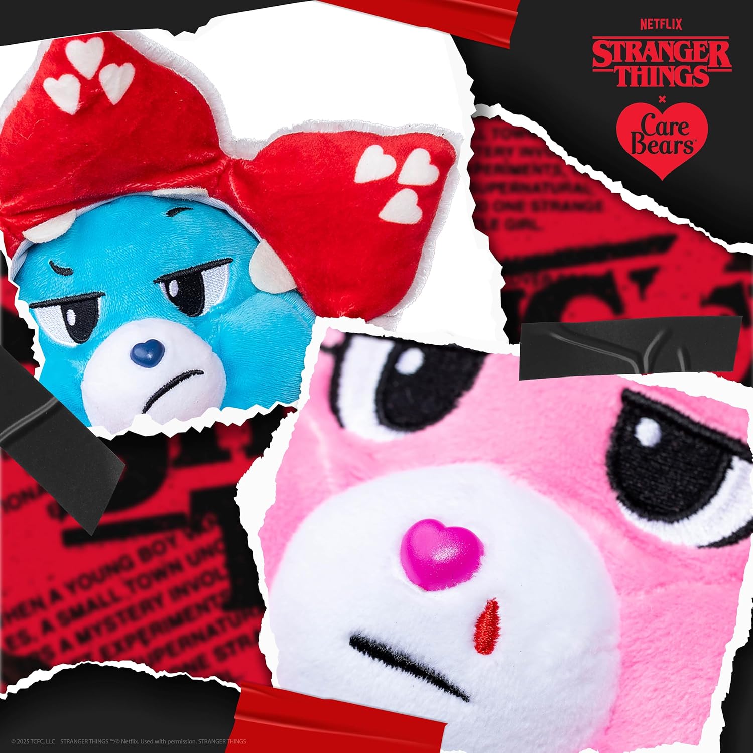 Basic Fun Care Bears x Stranger Things 2-Pack Boxed Set 30cm – Cheer Bear as Eleven & Grumpy Bear as Demogorgon – Limited Edition Gift Set for Fans
