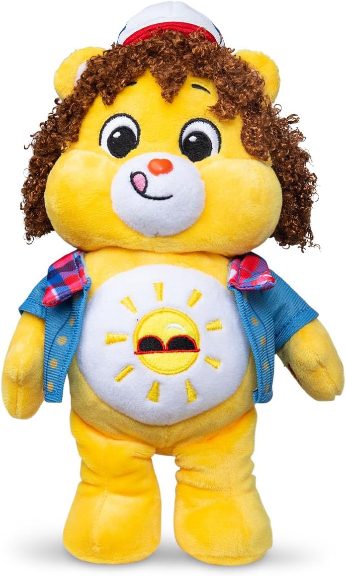 Basic Fun Care Bears x Stranger Things Funshine Bear as Dustin – 22 cm Plush – Limited Edition Collectible – Gift for Stranger Things Fans