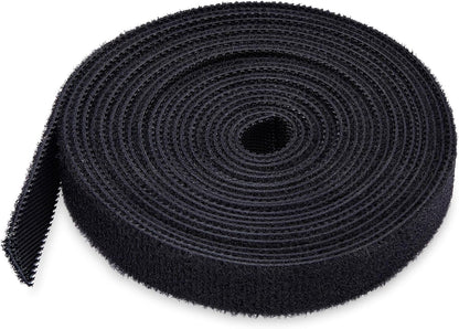 StarTech.com 75ft (22.8m) Hook and Loop Roll, 0.5in Wide, Black, Cut-to-Size Reusable Cable Ties, Fastener Tape, Bulk Roll