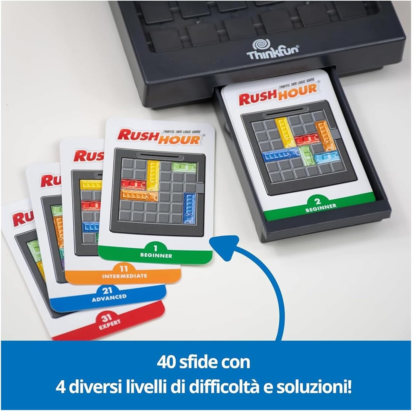 ThinkFun - Rush Hour spel | bordspellen voor kinderen | 40 uitdagingen | jongen en meisje + 8 jaar | cadeau-ideeën | spelletjes kinderen + 8 jaar