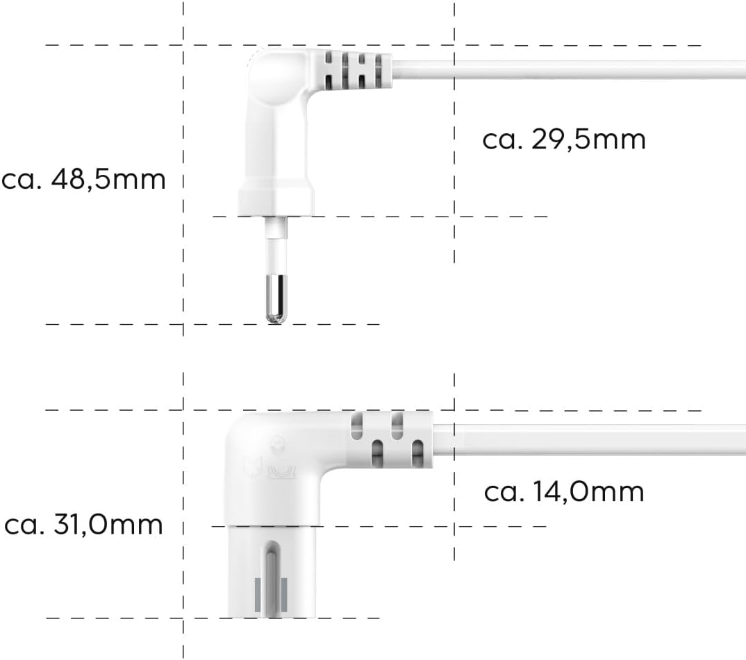 Hama 2-Pole Power Cable With Angled Euro 8 Plug