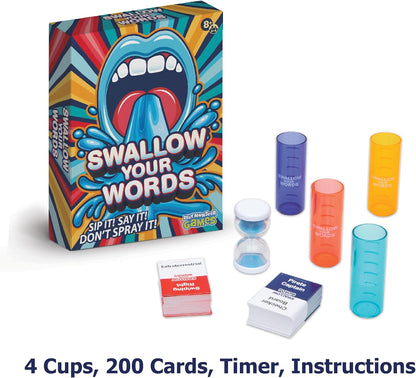 PlayMonster Swallow Your Words | Can You Speak With Your Mouth Full Of Water? | Fun Family Game | Party Game | For Ages 8+