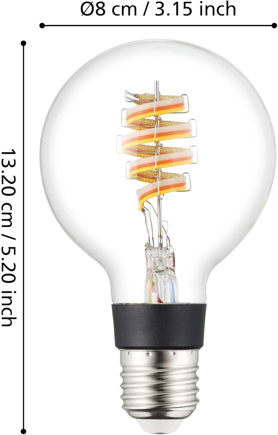 Eglo Connect-Z E27 Led G80 – Smart Spiral Globe Bulb With Rgb & White, Zigbee, Matter & Thread