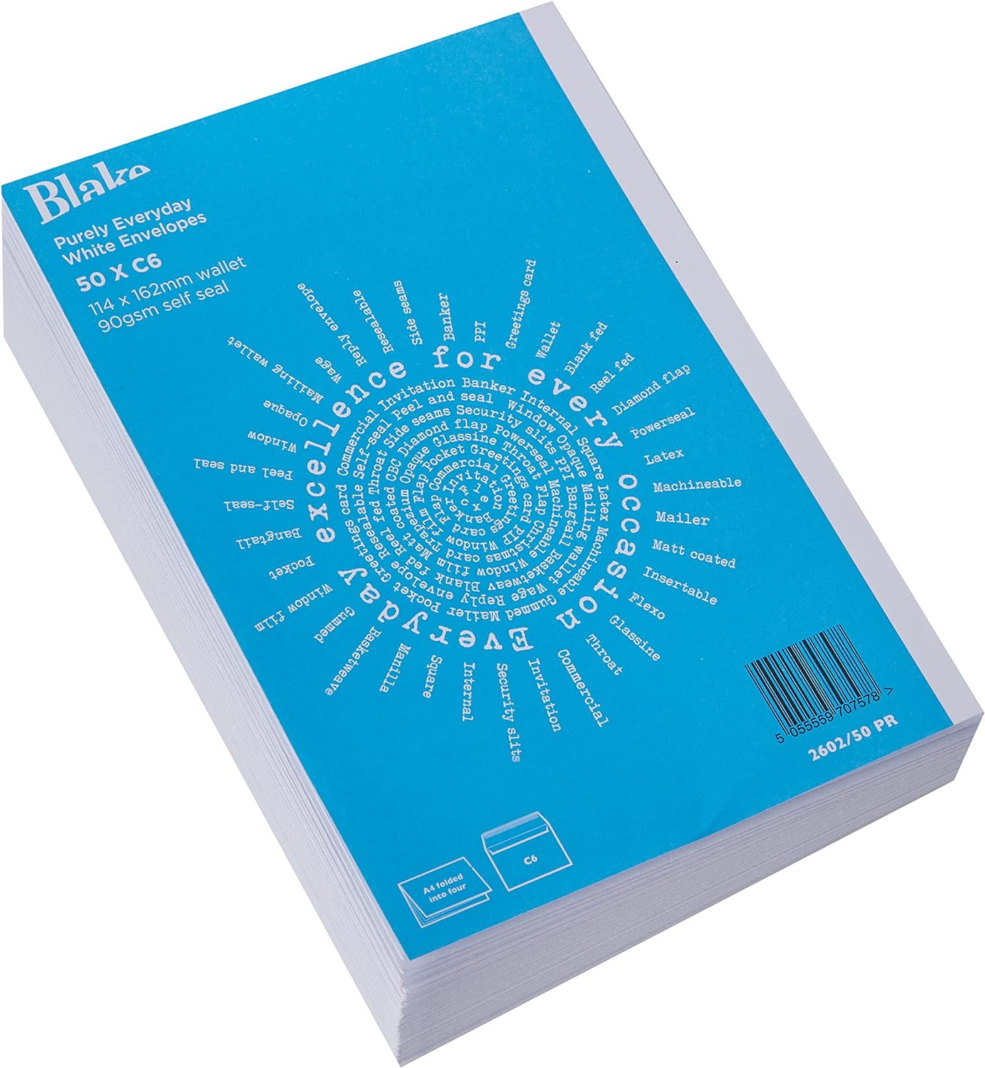 Blake Purely Everyday C6 114 x 162 mm 90 gsm Self Seal Wallet (2602/50 PR) White - Pack of 50