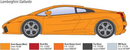 Italeri 3673 Lamborghini Gallardo schaal 1:24 plastic modelkit/kunststof model om te monteren