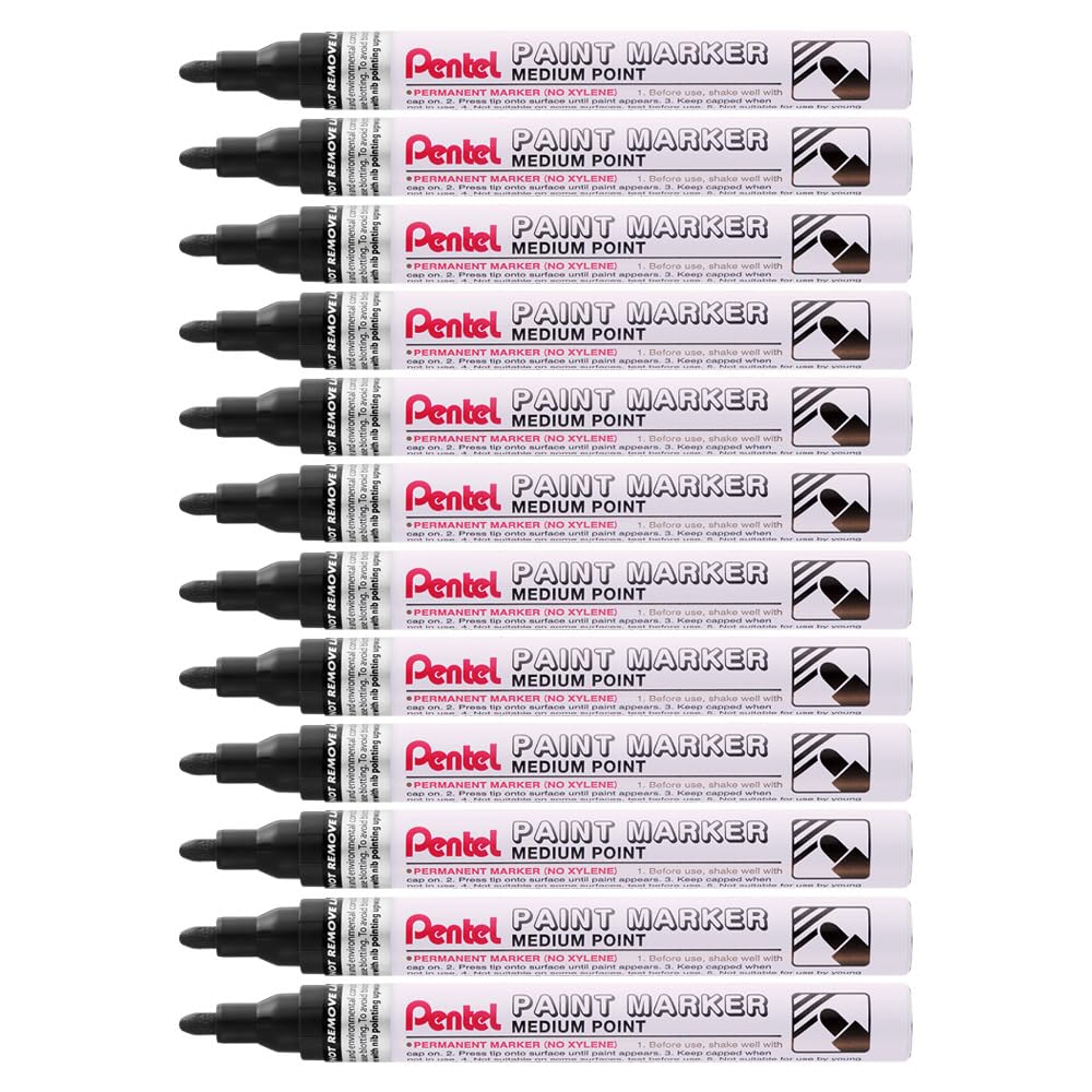 Pentel Pennarello medio nero – Confezione da 12