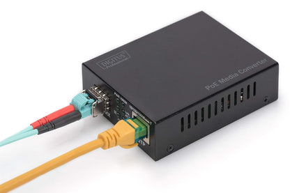 Digitus DN-82140 convertitore multimediale di rete 1000 Mbit/s, Nero, RJ45/SFP - Gigabit - PoE+, SFP