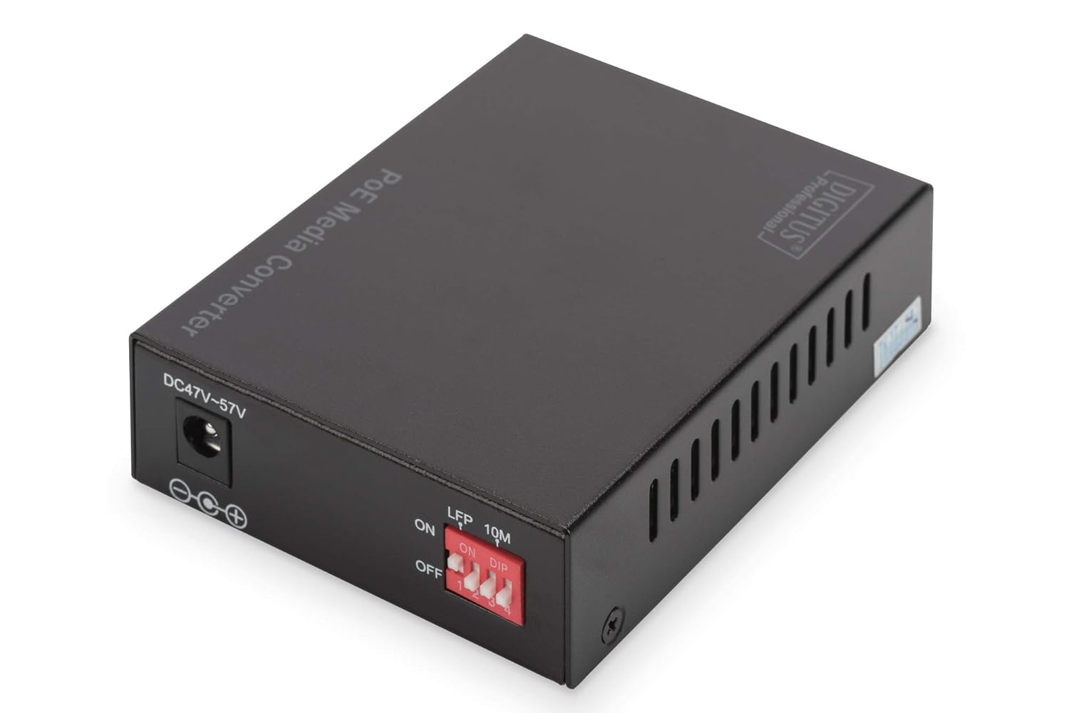 Digitus DN-82140 convertitore multimediale di rete 1000 Mbit/s, Nero, RJ45/SFP - Gigabit - PoE+, SFP