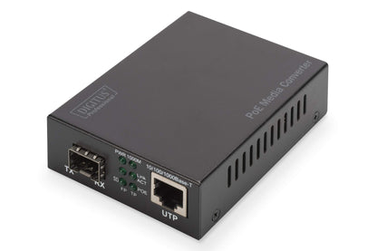 Digitus DN-82140 convertitore multimediale di rete 1000 Mbit/s, Nero, RJ45/SFP - Gigabit - PoE+, SFP