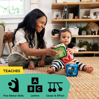 Baby Einstein, Alpha Stacks Blocs Souples - Jouets Sensoriels Légers pour Apprentissage des Lettres et Coordination Main-Œil, 3 Mois et Plus