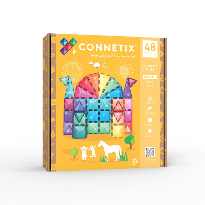 CONNETIX Magnetische Tegels Glitterkasteelpakket, 48 stuks