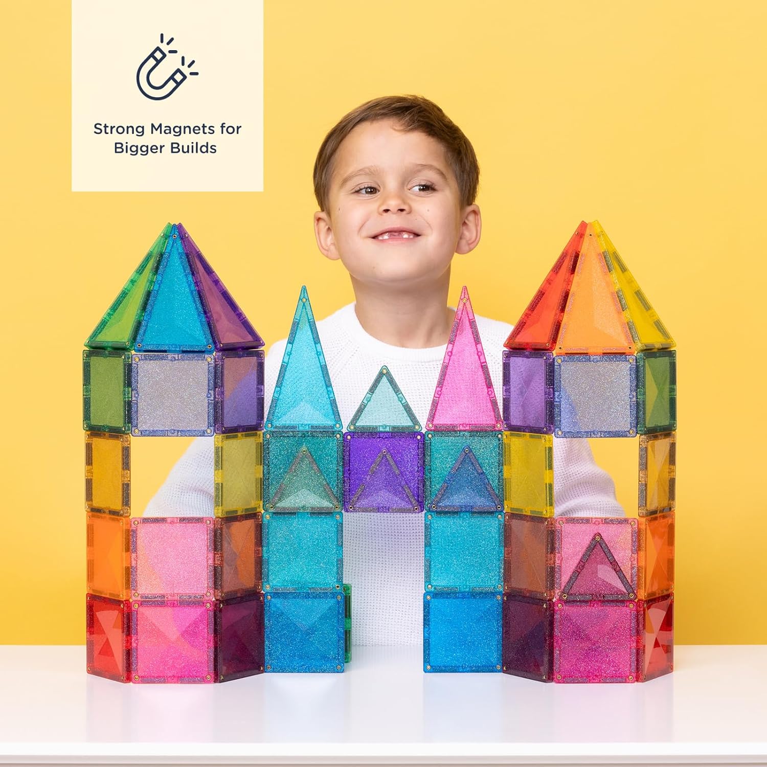CONNETIX Magnetische Tegels Glitterkasteelpakket, 48 stuks