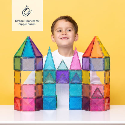 CONNETIX Magnetische Tegels Glitterkasteelpakket, 48 stuks
