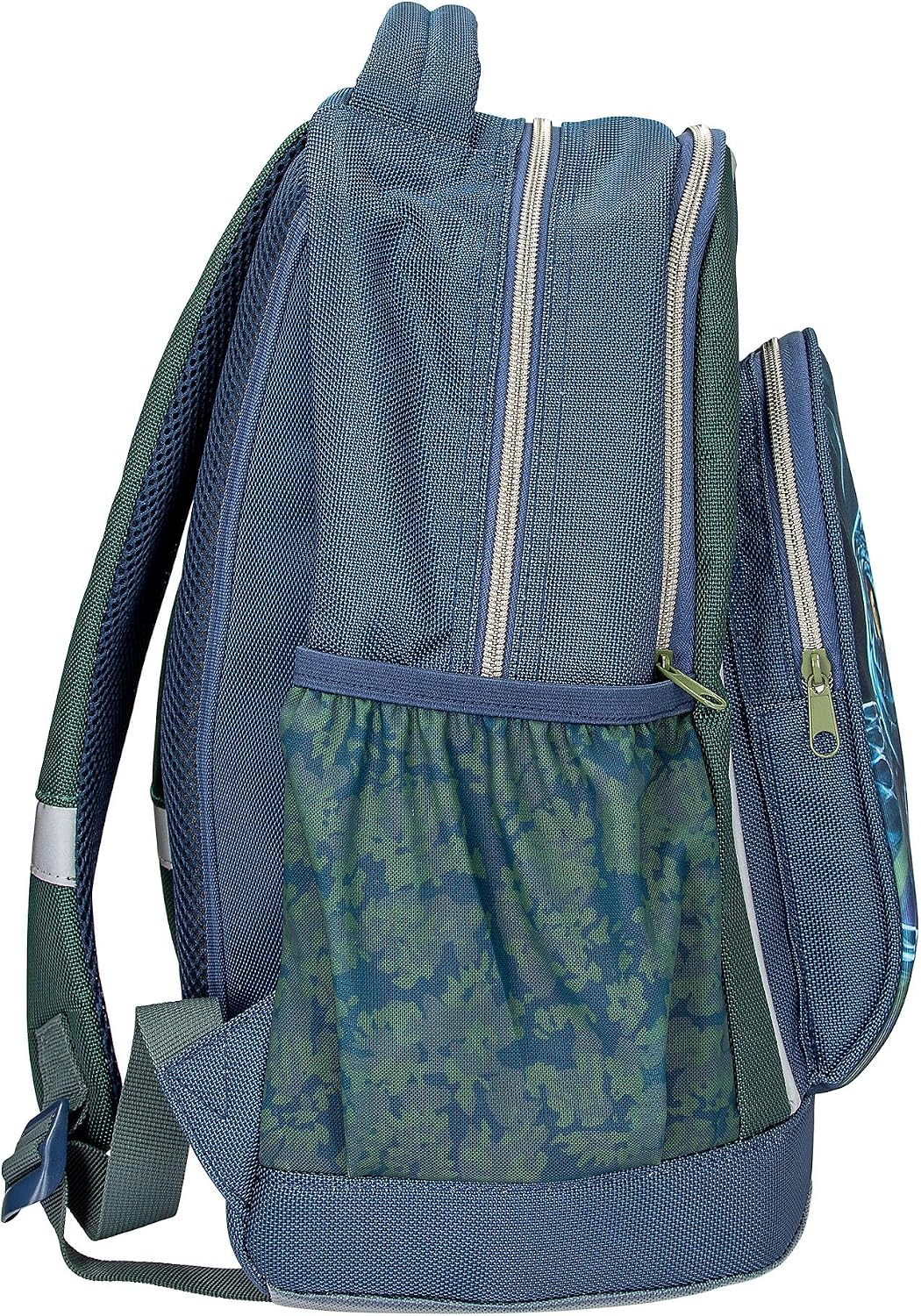 Depesche 13978 Adventure World School Backpack in Dark Blue and Green with Dark Snakes Motif, School Bag with Adjustable Straps