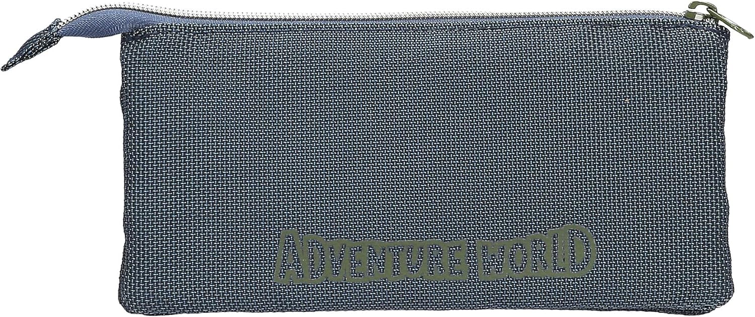 Depesche Adventure World 13979 Fan Pencil Case in Dark Blue and with Snakes Motif, Pencil Case with 3 Compartments and Zip