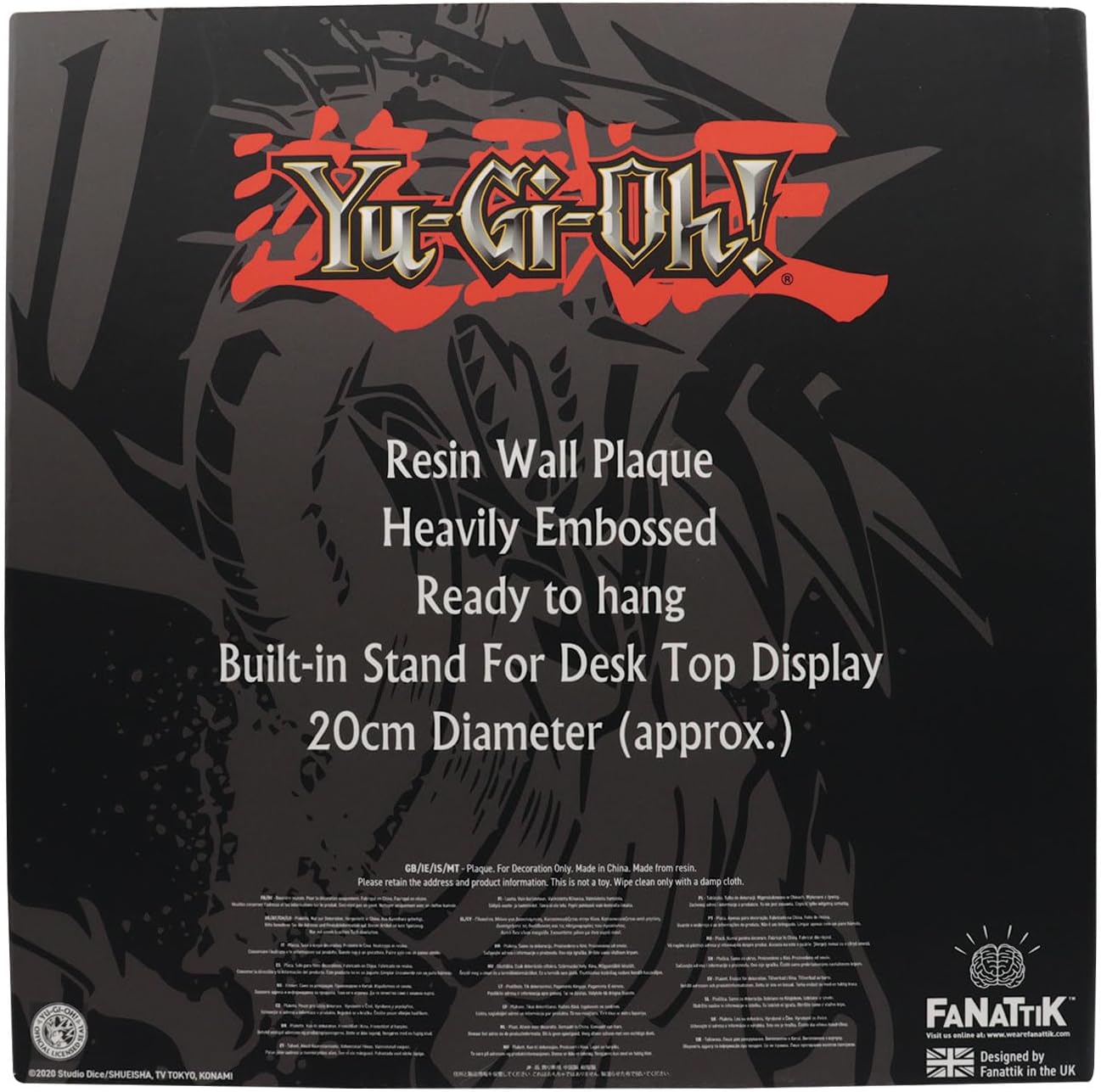 FaNaTtik Yu‑Gi‑Oh! Blue‑Eyes White Dragon Resin Plaque – Officially Licensed 3D Collectible, Hand‑Painted Display Piece with Integral Stand, 20 x 19.3cm