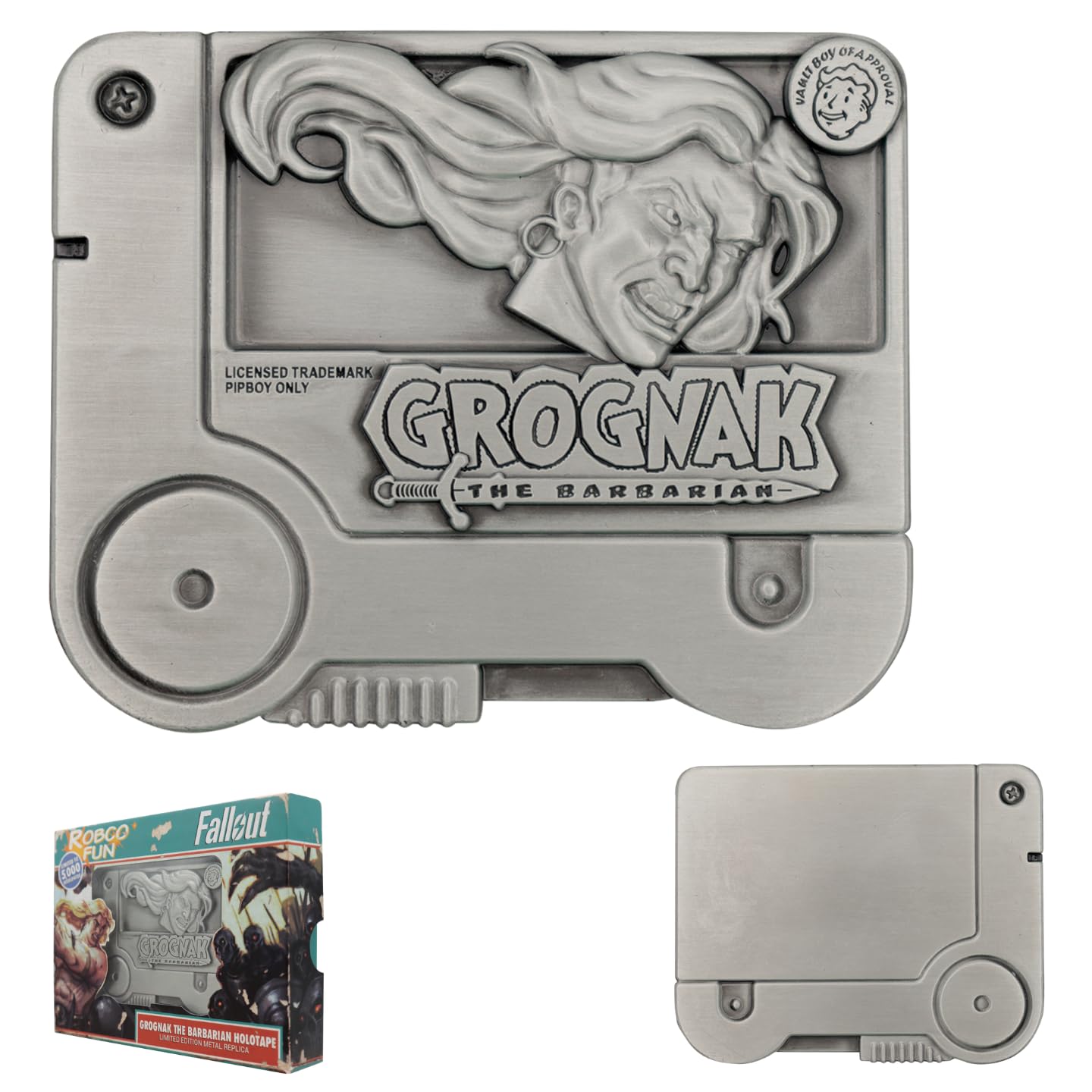 FaNaTtik Fallout Grognak the Barbarian Holotape Metal Replica - Edizione Limitata Numerata da Collezione con Supporto