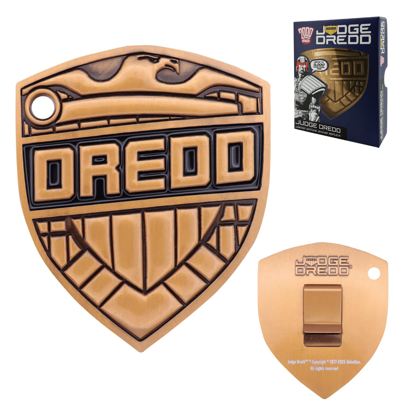 FaNaTtik 2000 AD Judge Dredd Badge Metal Replica – Limited Edition Collectible with Display Stand (5,000 worldwide