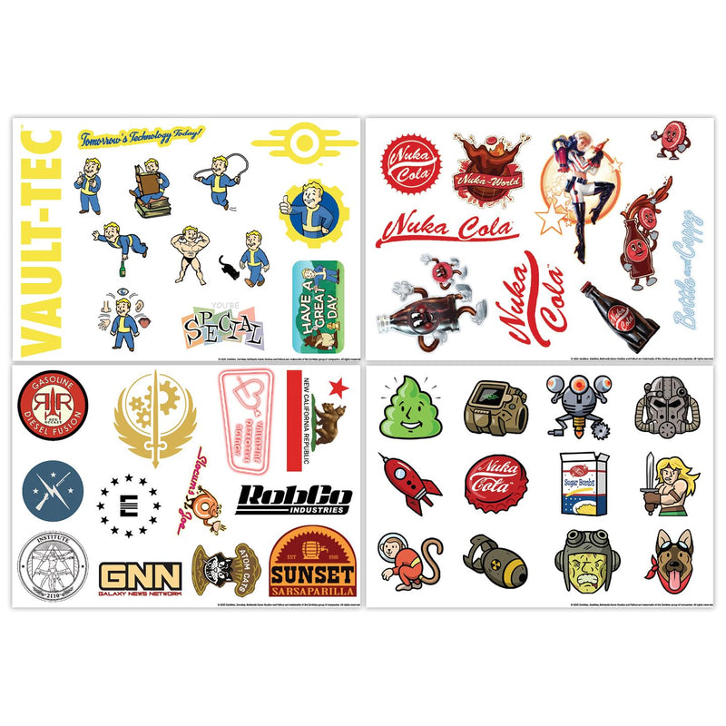Fallout Tech Decals - Set di adesivi ufficiali in vinile, 4 fogli riutilizzabili per laptop, console, bottiglie d'acqua e altro