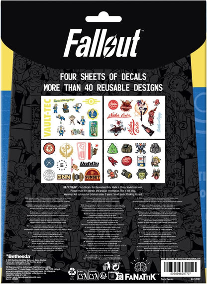 Fallout Tech Decals – Official Vinyl Sticker Set, 4 Reusable Sheets for Laptops, Consoles, Water Bottles & More