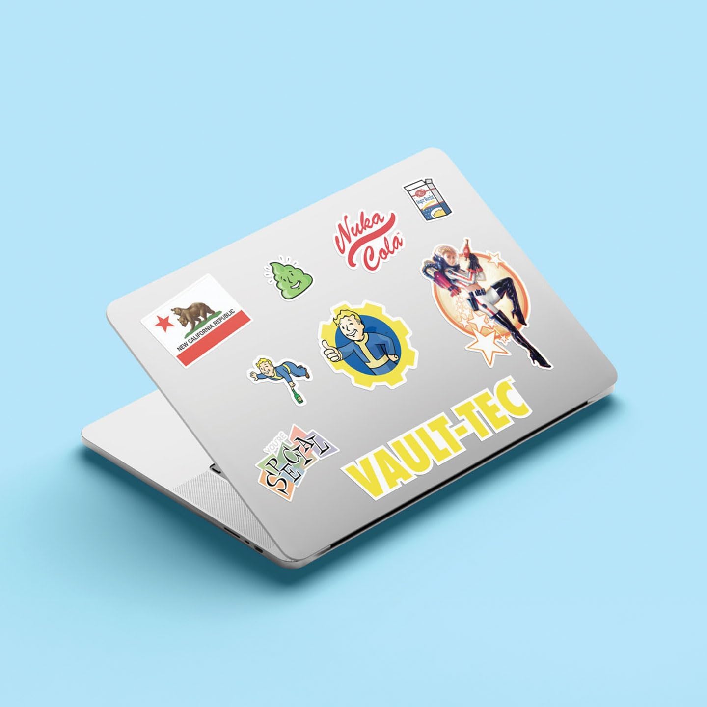 Fallout Tech Decals – Official Vinyl Sticker Set, 4 Reusable Sheets for Laptops, Consoles, Water Bottles & More