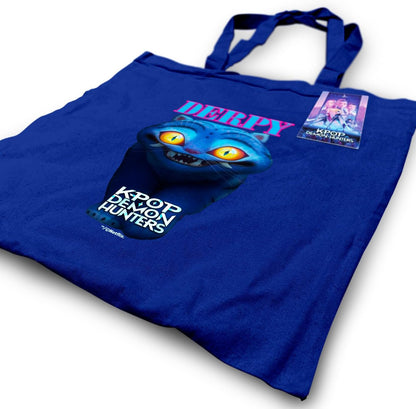 Pyramid International K-POP DEMON HUNTERS (DERPY) BLU NAVY TOTE BAG - Borsa tote ecologica riutilizzabile per shopping, lavoro o uso quotidiano