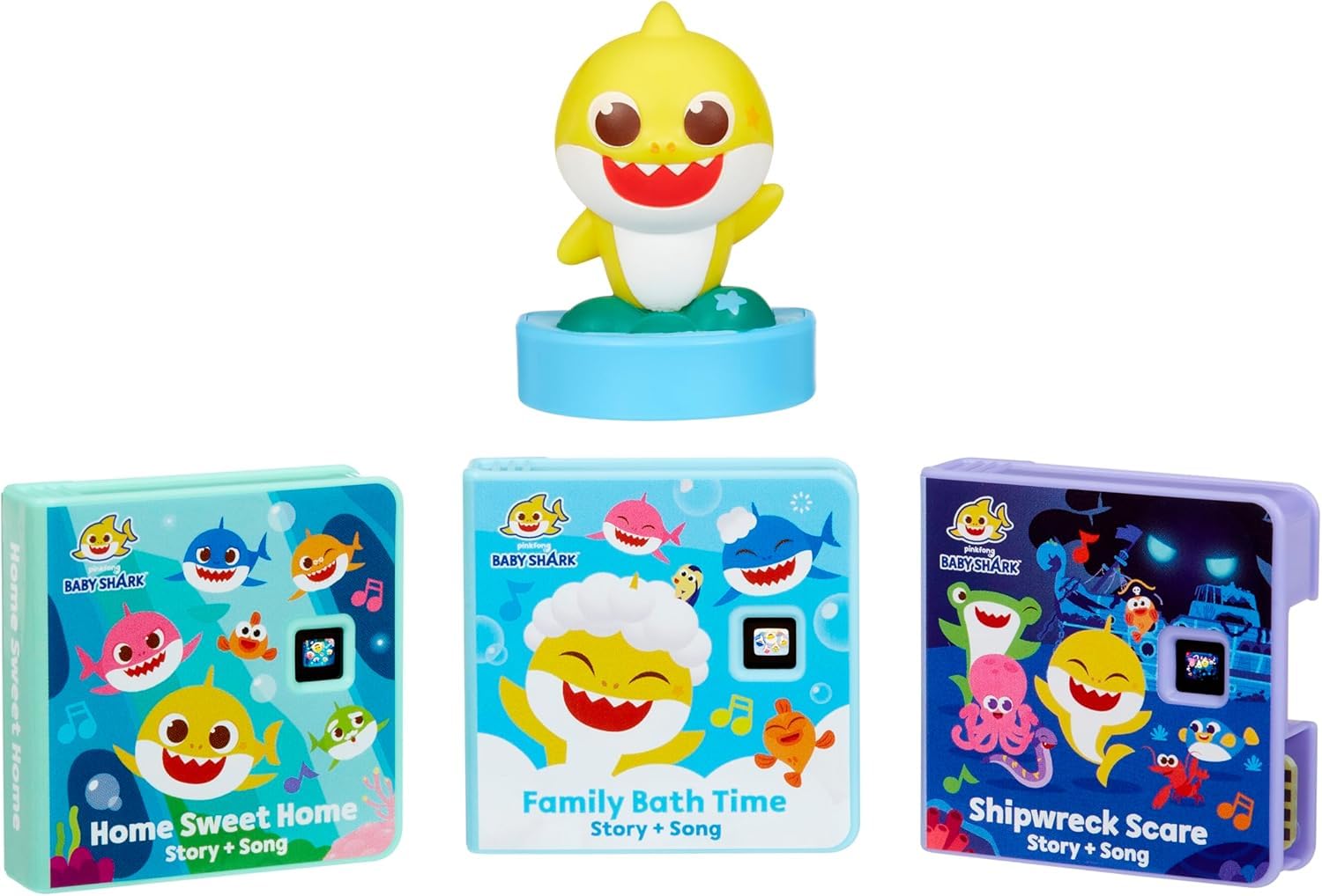 little tikes Baby Shark Family Collection for Story Dream Machine - 3 Stories & 1 Character, Storytime Books with Audio Play Character, For Boys and Girls Ages 3+