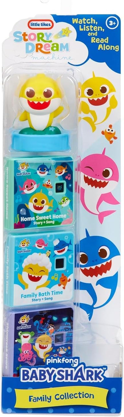 little tikes Baby Shark Family Collection for Story Dream Machine - 3 Stories & 1 Character, Storytime Books with Audio Play Character, For Boys and Girls Ages 3+