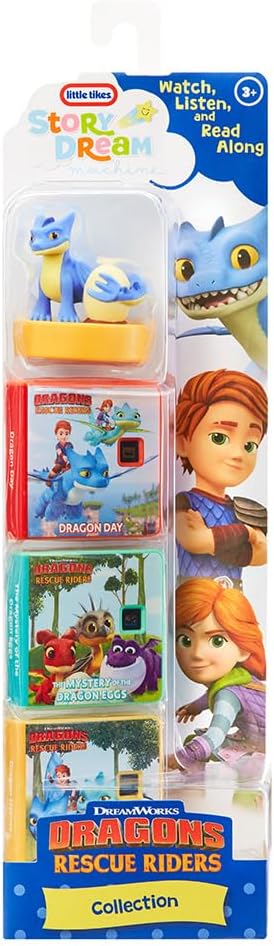 little tikes Dragons: Rescue Riders Collection for Story Dream Machine - 3 Stories & 1 Character, Storytime Books with Audio Play Character, For Boys and Girls Ages 3+