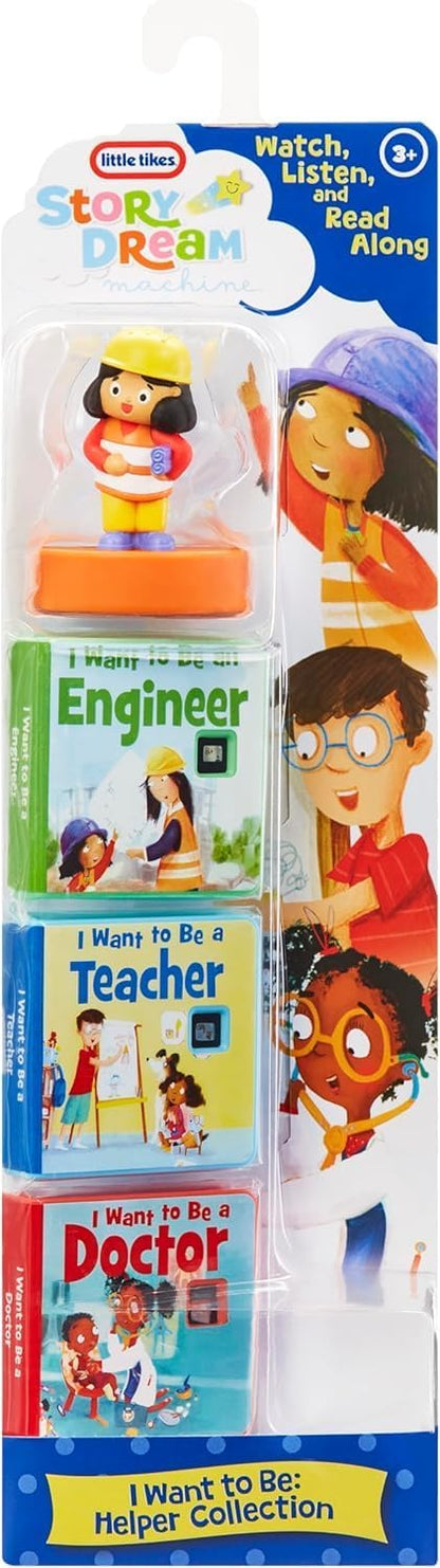 little tikes I Want to Be: Helper Collection for Story Dream Machine - 3 Stories & 1 Character, Storytime Books with Audio Play Character, For Boys and Girls Ages 3+