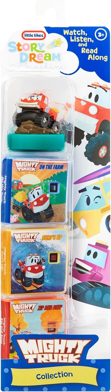 Little Tikes Mighty Truck Collection for Story Dream Machine - 3 Stories & 1 Character, Storytime Books with Audio Play Character, For Boys and Girls Ages 3+