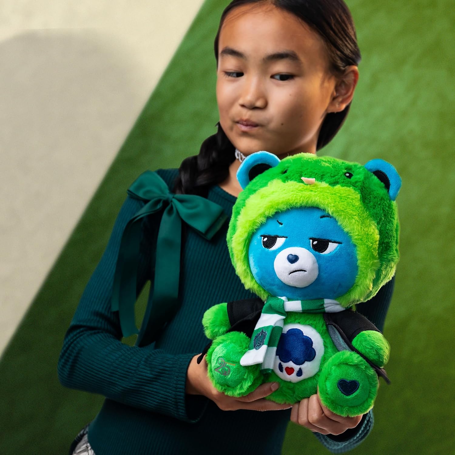 Care Bears x Harry Potter Slytherin Grumpy Bear 30cm Hoodie Plush – Premium Hogwarts House Collectible, Ages 4+