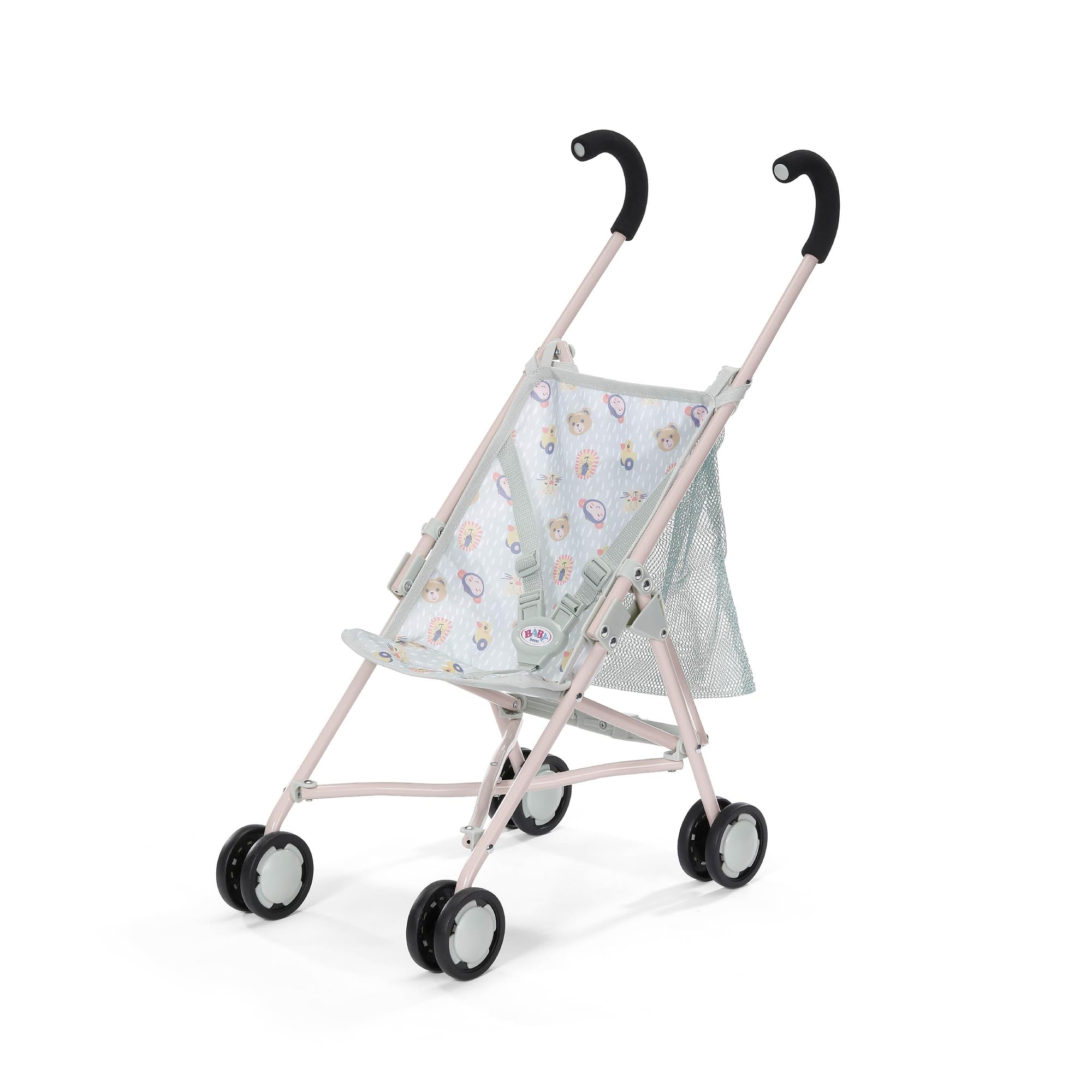 BABY born doll's pram with bag in jungle design with 3-point harness, foldable