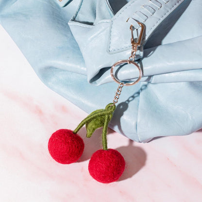 Sass & Belle Cherry Felt Keyring